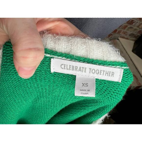 Celebrate together ugly christmas sweater reindeer rudolph plaid red green pink - Picture 9 of 11